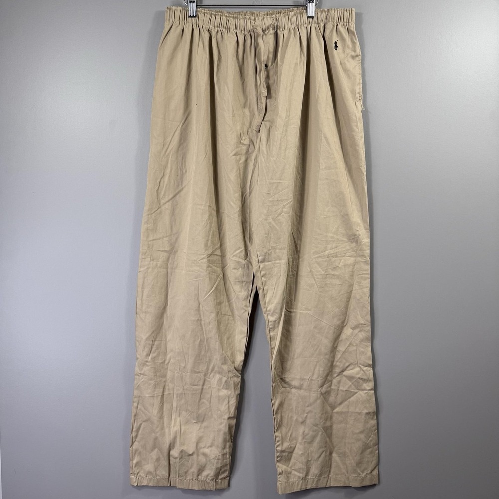 NWT Polo Ralph Lauren Long Johns Mens Large Beige Cotton Underwear Lounge Pants